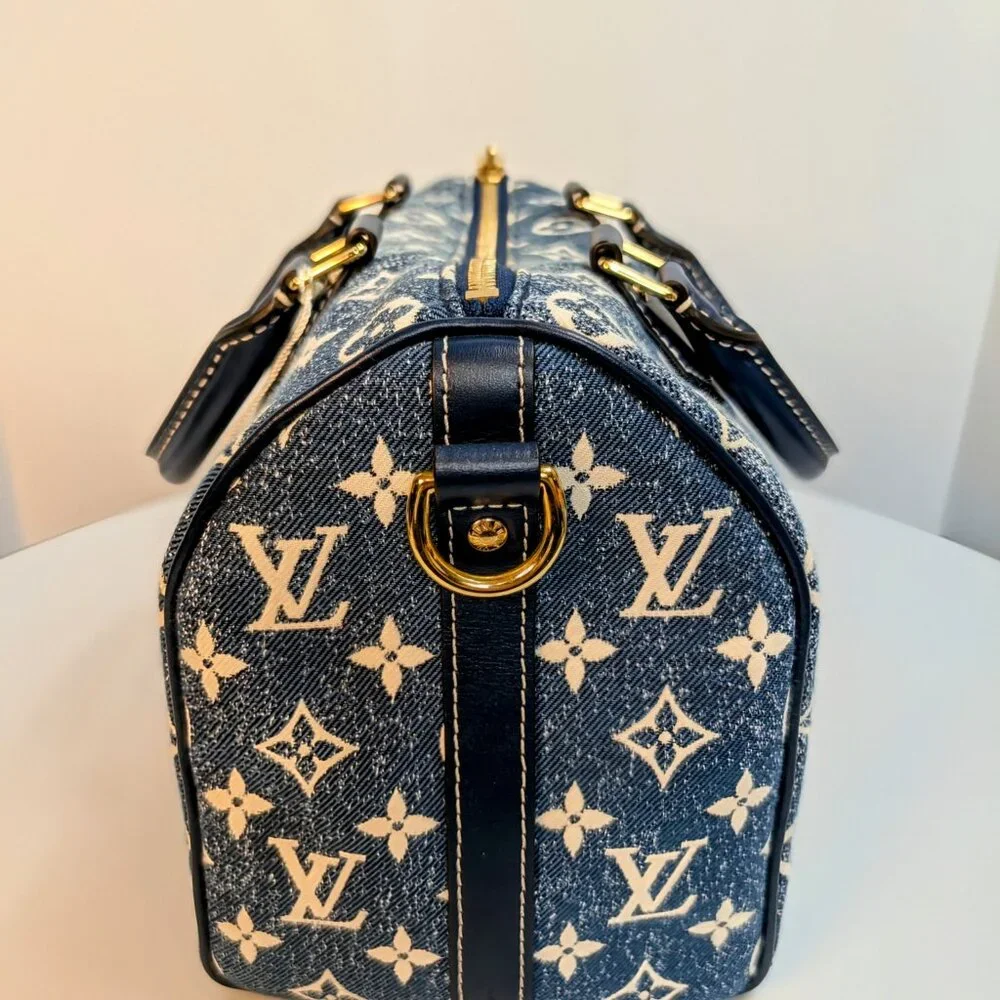 Louis Vuitton Denim Jacquard Monogram Speedy Bandoulière 25 - Picture 5 of 16